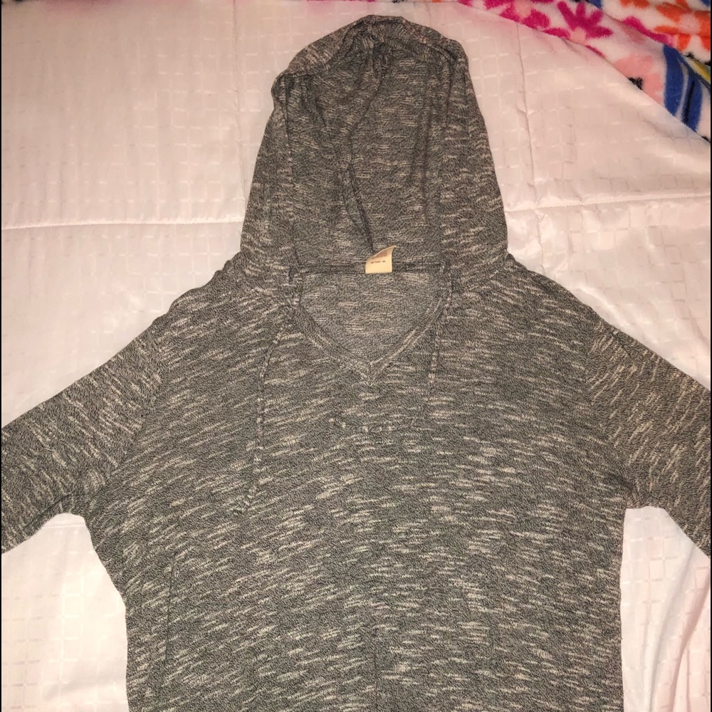 Gray and white hoodie